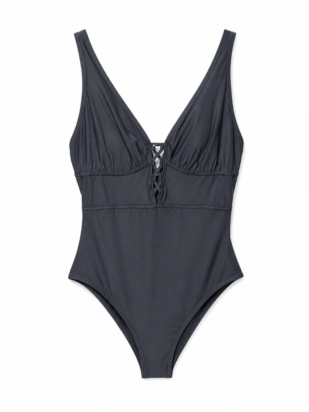 Adore Me Andressa Contour Crisscross One Piece Swimsuit 2X Dark Grey